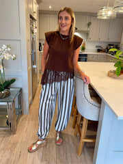 Chocolate Lace Hem Top Yasmin