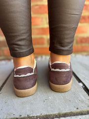 Chocolate Harper Lace Detail Trainer