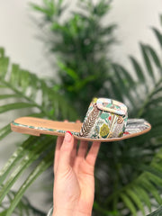 Multi Print Buckle Detail Slip Ons