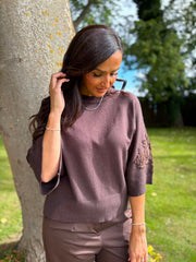 Chocolate Floral Lace Knit Joanne