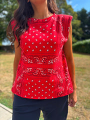 Red Sleeveless Paisley Top Caitlyn