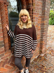 Chocolate Stripe Knitted Jumper Anne
