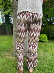 Khaki Zig Zag Wide Leg Trousers