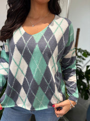 Mint Argyle Knit Top Georgia
