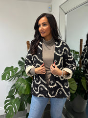 Black Luxury Applique Quilted Jacket