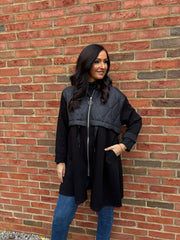 Black Half Quilted Sweat Jacket Lois