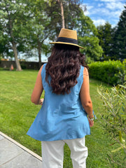 Denim Embellished Tree Of life Vest Top Olivia