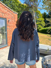 Navy Button Front Jacket Helen