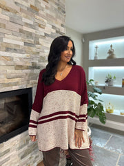 Wine Block Stripe Jumper Bethany