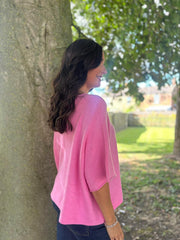 Candy Pink Reverse Seam Round Neck Diana