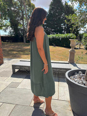 Khaki Bubble Cotton Dress Athena