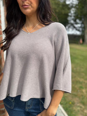 Mocha V-Neck Reverse Seam Knit Diana