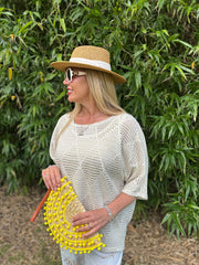 Stone Pointelle Open Knit Kyra