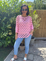 Pink Wave Open Knit Jumper Marian