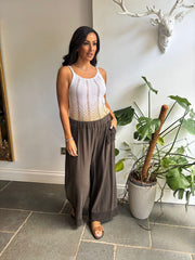 Chocolate Multi Hole Detail Trousers Terri