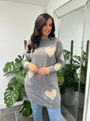 Grey Heart Jumper Dress Kimberley