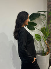 Black Diamante Sweat Top Nina