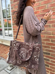 Chocolate Fluffy Paisley Pattern Tote