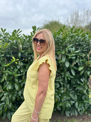 Yellow Gingham Frill Sleeve Set Evie