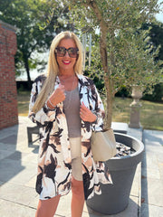 Chocolate Abstract Floral Blouse Petra