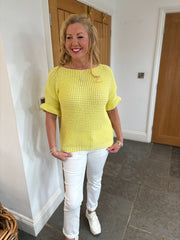 Lemon Ruffle Short Sleeve Knit Tasha