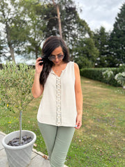 Stone Flower Detail Vest Top Nina