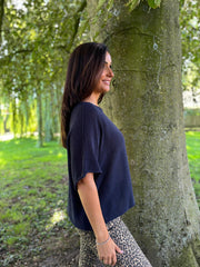 Navy Cotton Reverse Seam Knit Jo