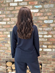 Navy Buttoned Tie Top Kacey