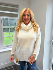 Winter White Roll Neck Shimmer Knit Susan
