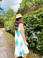Teal Floral Print Dress Yvonne