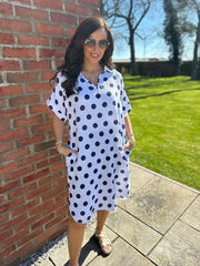 White Polka Dot Bubble Cotton Dress Mandy