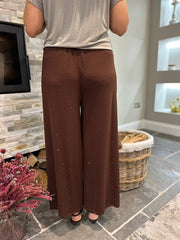 Chocolate Diamante Wide Leg Trousers Trisha