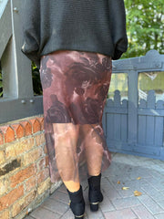 Chocolate Floral Mesh Skirt Nina