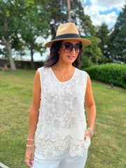 Stone Floral Lace Hem Vest Dina