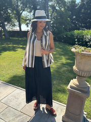 Khaki Striped Sleeveless Blouse Lola