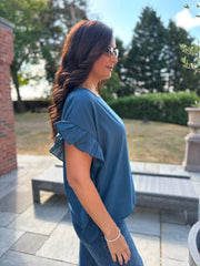 Navy Ruffle Top Maisie