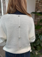 Antique Cream Back Detail Knit Top Billie