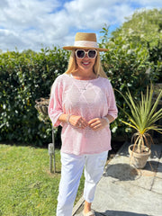 Pink Pointelle Open Knit Kyra