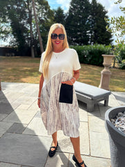 White Half Grain Stripe Pocket Dress Amelia