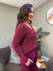 Wine Sparkle Knit Cardi Selina