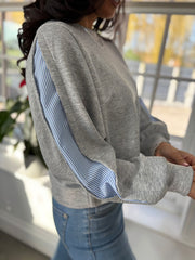Grey Striped Sleeve Sweatshirt Skye