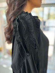 Black Ruffle Trim Top Aubree