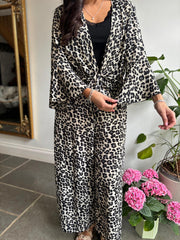 Leopard Tie Front Trouser Set Kristina
