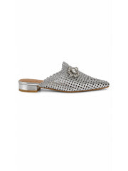 Silver Embellished Weaved Slip On Shoe