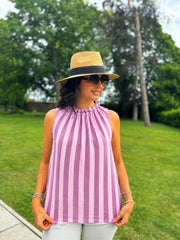 Pink Striped Sleeveless Top Tiana