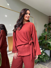Rust Textured Trousers Set Liora