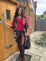 Wine V-Neck Reverse Seam Knit Diana