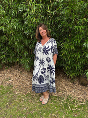 Navy Tropical Butterfly Dress Jodie