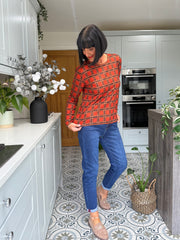 Rust Tartan Super Soft Round Neck