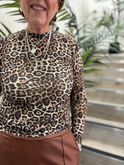 Leopard Diamante Mesh Top Niamh